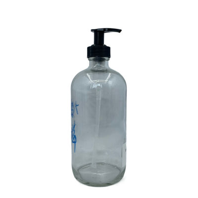 Botol Kaca Perawatan Kulit Transparan 500ml Cairan Anti UV Dengan Pompa Lotion