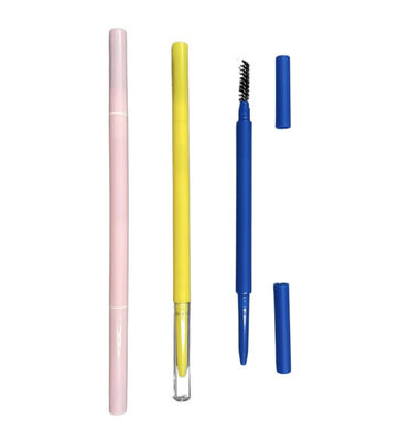 Pensil Alis Segitiga Halus 146mm 7mm ABS Wadah Rias Mata Kepala Ganda Dengan Kuas