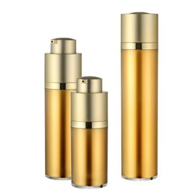 Emas 30ml 15ml Botol Pompa Pengap Actuator Double Wall Electroplating Untuk Kosmetik