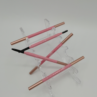 Pensil Alis Segitiga Halus 146mm 7mm ABS Wadah Rias Mata Kepala Ganda Dengan Kuas