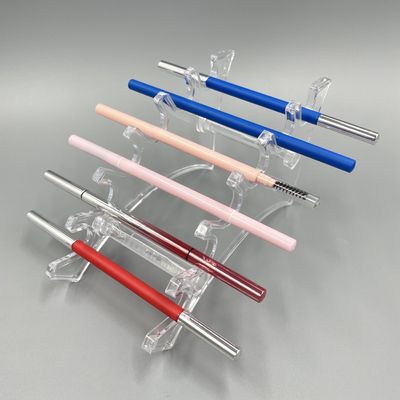Pensil Alis Segitiga Halus 146mm 7mm ABS Wadah Rias Mata Kepala Ganda Dengan Kuas