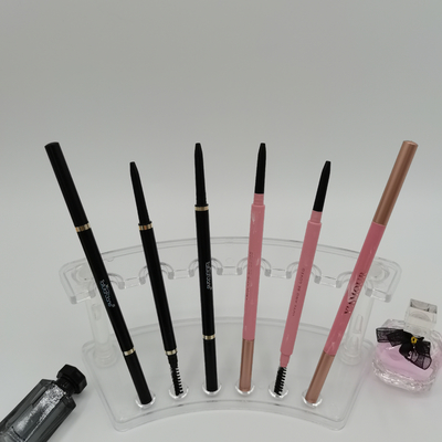 Pensil Alis Segitiga Halus 146mm 7mm ABS Wadah Rias Mata Kepala Ganda Dengan Kuas