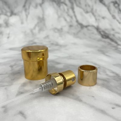 Kecil 15/400 Parfum Crimp Pump Semprot 0.09ML SS316 Dengan Tutup Emas