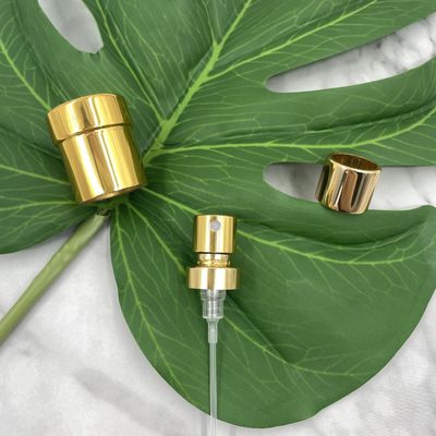 Kecil 15/400 Parfum Crimp Pump Semprot 0.09ML SS316 Dengan Tutup Emas