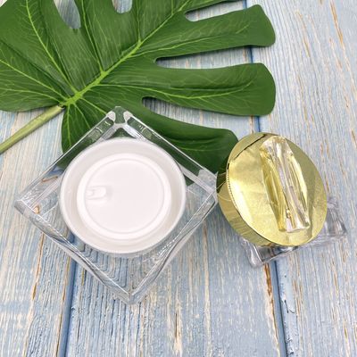 Jenis persegi desain tepi bulat Botol krim akrilik Kelas tinggi Penutup cermin 30g, 50g XY2201