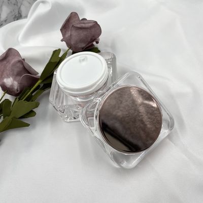 Jar Kosmetik Kotak Berat Berat Wadah Krim Akrilik 50g Dengan Tutup Cermin
