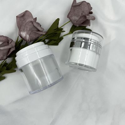 15/30/50g Pompa Pengap Jar Kosong Botol Krim Akrilik Kosmetik Mudah Digunakan Wadah Alat Rias Perjalanan Portabel