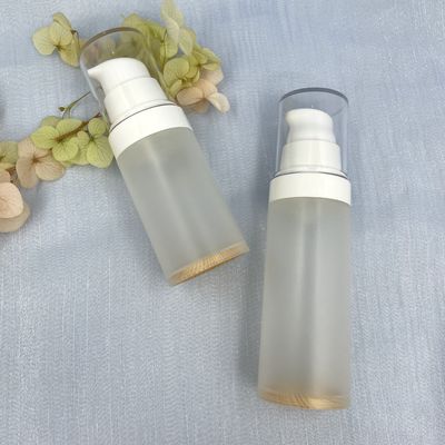 Pompa Botol Pengap PP Transparan 30ml 50ml Layar Sutra Pola Kayu