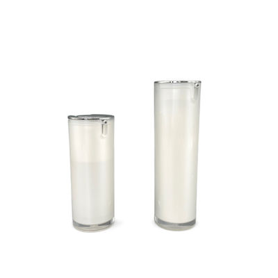 Pearl White 30ml Botol Pompa Pengap 50ml Acrylic Silver Metallized Round Shape