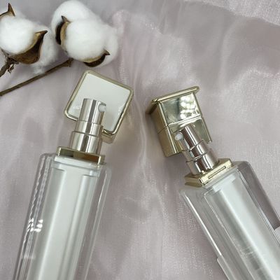 Botol Pompa Kosmetik Pearl White Lotion Persegi 80ml 120ml Anti Bocor Dengan Tutup