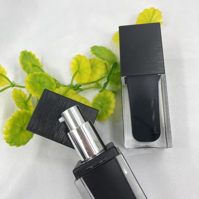 Botol Pompa Kosmetik Persegi 60ml UV Screw Brush Matt Black Acrylic