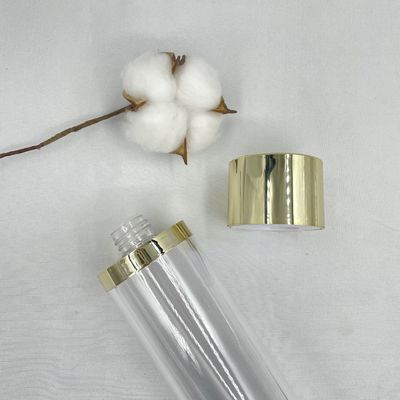 Tutup Emas Botol Plastik PETG Wadah Kosmetik Mewah Untuk Toner 100ml 120ml