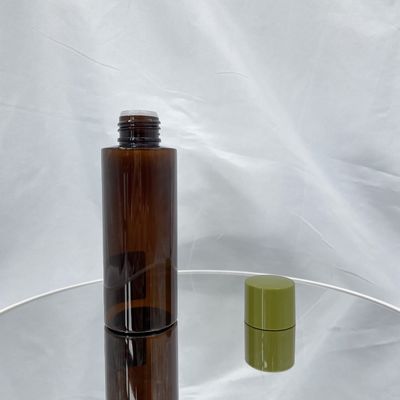 100ml Botol PET Amber PCR Kemasan Kosmetik Bukti UV Dengan Gasket Putih
