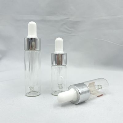 10ml 15ml Botol Kosmetik Kaca Bentuk Lurus Dengan Penetes Minyak Aluminium