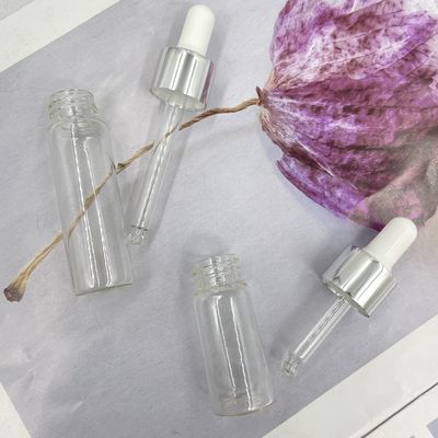 10ml 15ml Botol Kosmetik Kaca Bentuk Lurus Dengan Penetes Minyak Aluminium