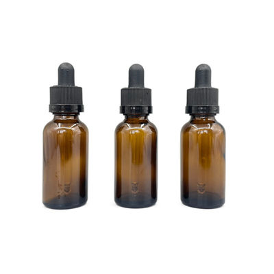 Amber 30ml Kaca Botol Kosmetik Minyak Esensial Dengan Ratchet Closure Dropper
