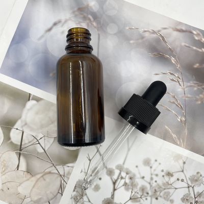 Amber 30ml Kaca Botol Kosmetik Minyak Esensial Dengan Ratchet Closure Dropper