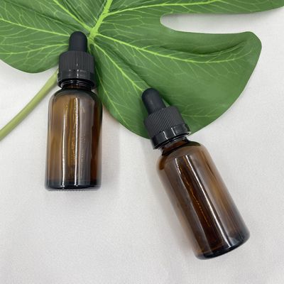 Amber 30ml Kaca Botol Kosmetik Minyak Esensial Dengan Ratchet Closure Dropper