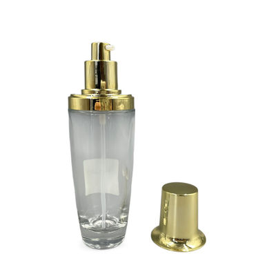 100ml Transparan Oval Botol Kosmetik Gold Cap Lotion Warna Disesuaikan