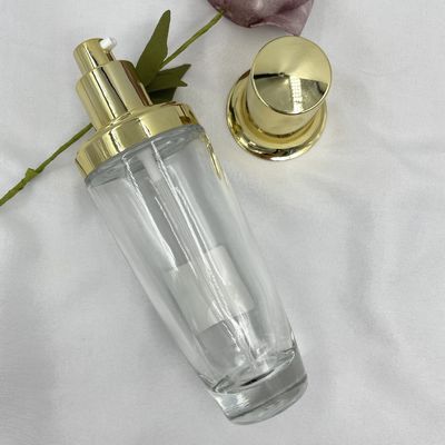 100ml Transparan Oval Botol Kosmetik Gold Cap Lotion Warna Disesuaikan