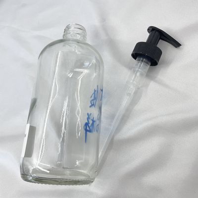 Botol Kaca Perawatan Kulit Transparan 500ml Cairan Anti UV Dengan Pompa Lotion