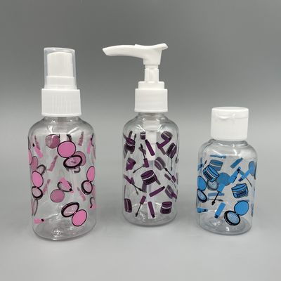 Botol Boston PET Pump Transparan Round Shoulder 70ml Pelembab Dengan Pencetakan