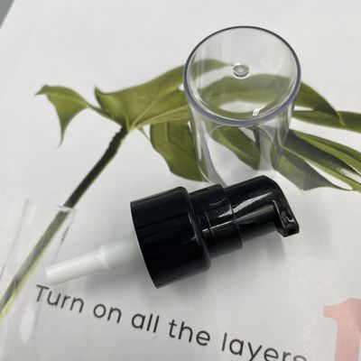 Dispenser Pompa Krim Hitam PP 20/410 304H Penutupan Halus 0.2ML / T Dengan Tutup Bening Penuh
