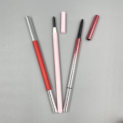 Pensil Alis Segitiga Halus 146mm 7mm ABS Wadah Rias Mata Kepala Ganda Dengan Kuas