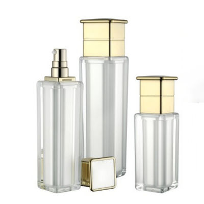 Botol Pompa Kosmetik Pearl White Lotion Persegi 80ml 120ml Anti Bocor Dengan Tutup