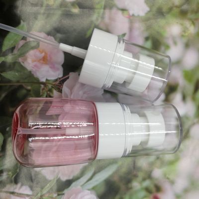 100ml Botol Pompa Petg Transparan Merah Muda Kemasan Tunggal Penyemprot Halus Wajah Putih Sentuhan Lembut