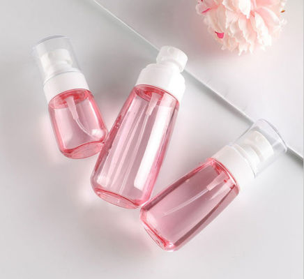 100ml Botol Pompa Petg Transparan Merah Muda Kemasan Tunggal Penyemprot Halus Wajah Putih Sentuhan Lembut