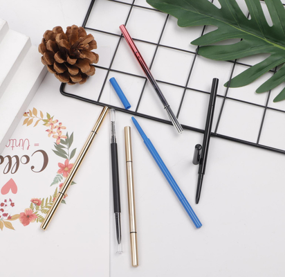 Pensil Alis Segitiga Halus 146mm 7mm ABS Wadah Rias Mata Kepala Ganda Dengan Kuas